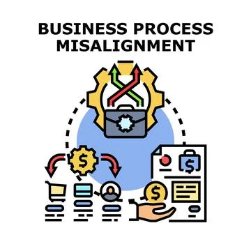Business process misalignment creating operational inefficiencies Stock Illustration