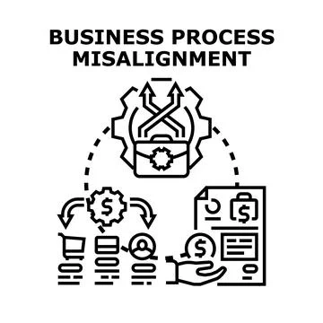 Business process misalignment creating operational inefficiencies Stock Illustration