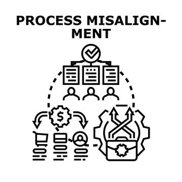 Business process misalignment problem with workflow issues Stockillustratie