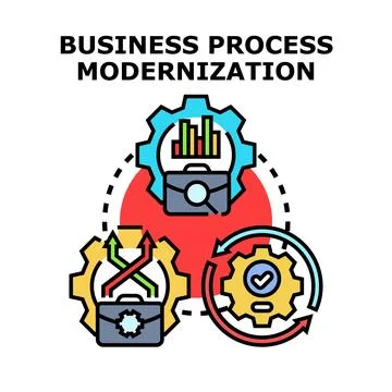 Business process modernization strategy and development icon Stock Illustration