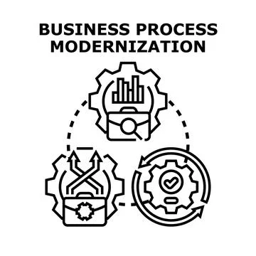 Business process modernization strategy and development icon Stock Illustration