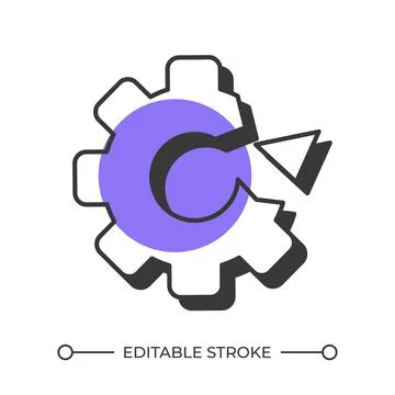 Business process offset shadow line icon Stock Illustration
