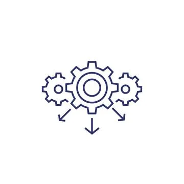 Business process, operations line icon Stock Illustration