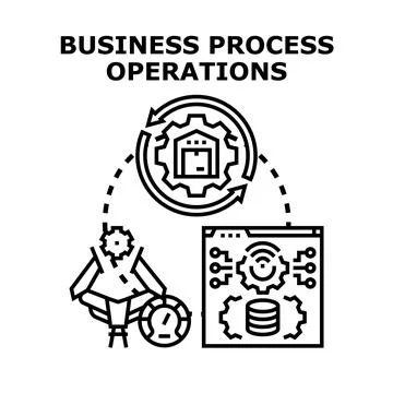 Business process operations optimizing workflow automation and logistics Stock Illustration