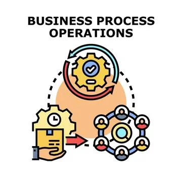 Business process operations workflow optimizing team collaboration Illustration