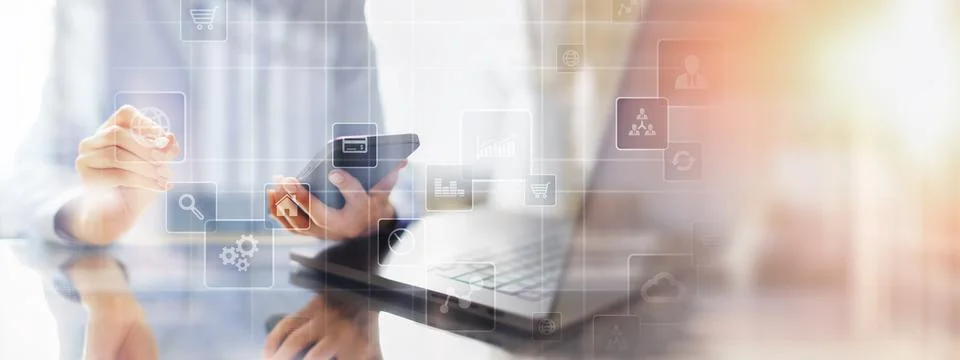 Business Process Optimization and Digital Transformation: Automation and Conn Stock Photos