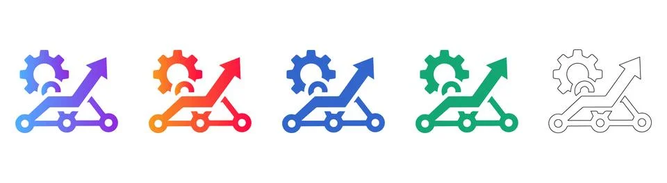 Business Process Optimization and Growth Icons Illustrazione stock
