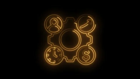 Business process optimization concept with glowing neon icons representing Stock Footage 333953612