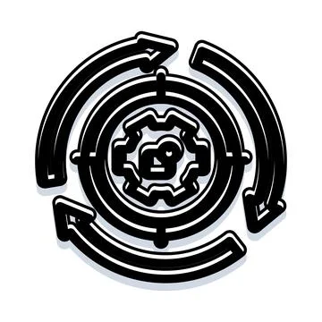 Business process optimization cycle with gear arrows icon Stock Illustration