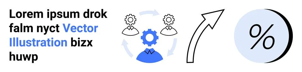 Business Process Optimization Diagram with Gear, Arrow, and Percentage Sign.. Stock Illustration