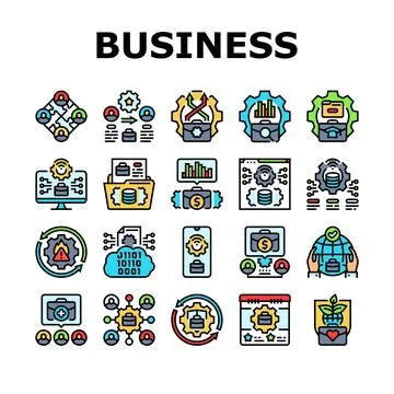Business process optimization icons set vector Stock Illustration