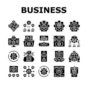 Business process optimization icons set vector Stock Illustration