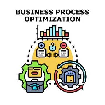 Business process optimization improving company workflow and efficiency Illustration