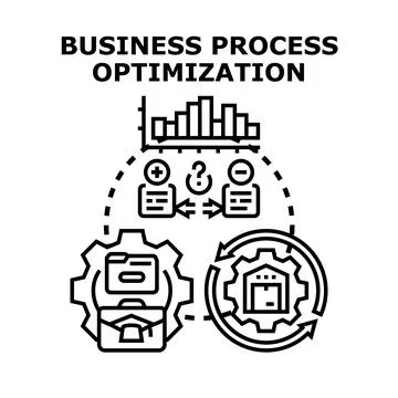 Business process optimization improving company workflow and efficiency Stock Illustration