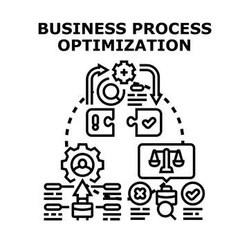 Business process optimization increasing productivity managing workflow Stock Illustration