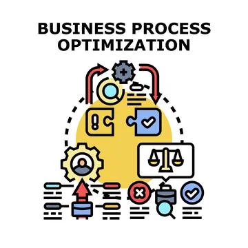 Business process optimization increasing productivity managing workflow Stock Illustration