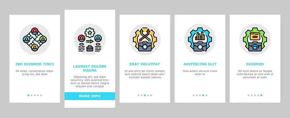 Business process optimization onboarding icons set vector 库存插图