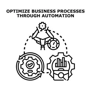 Business process optimization through automation using technology Stock Illustration