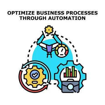Business process optimization through automation using technology Stock Illustration