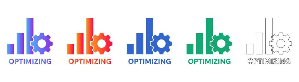 Business Process Optimizing Gear Icon Set Stock Illustration