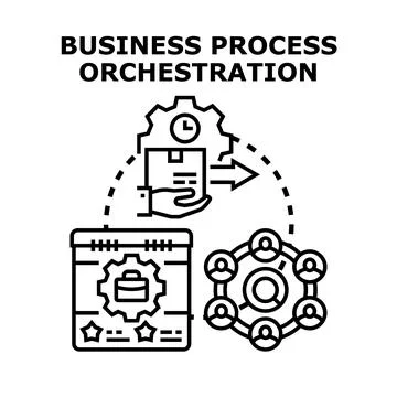 Business process orchestration concept with team collaboration Stock-Illustration
