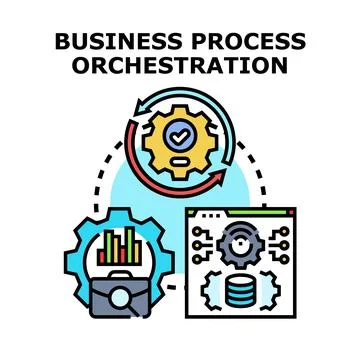 Business process orchestration implementing automation and optimization Illustrazione stock