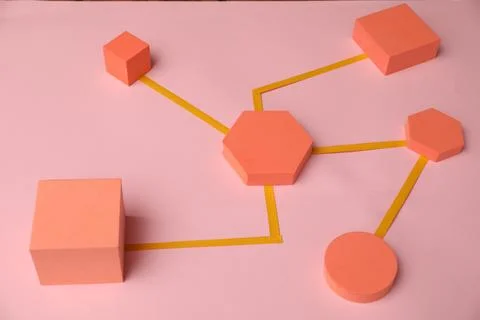 Business process organization and optimization. Scheme with geometric figur.. Stock Photos