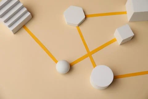 Business process organization and optimization. Scheme with geometric figur.. 스톡 사진