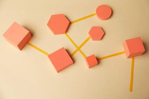 Business process organization and optimization. Scheme with geometric figur.. Stock Photos