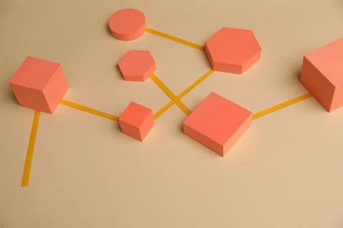 Business process organization and optimization. Scheme with geometric figur.. Stock Photos