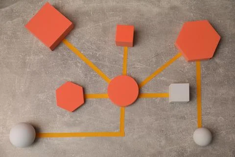 Business process organization and optimization. Scheme with geometric figur.. Stock Photos
