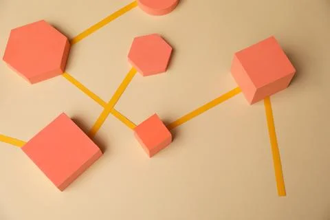 Business process organization and optimization. Scheme with geometric figur.. Stock Photos