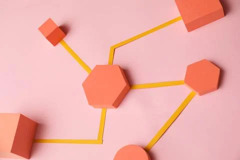Business process organization and optimization. Scheme with geometric figur.. 스톡 사진