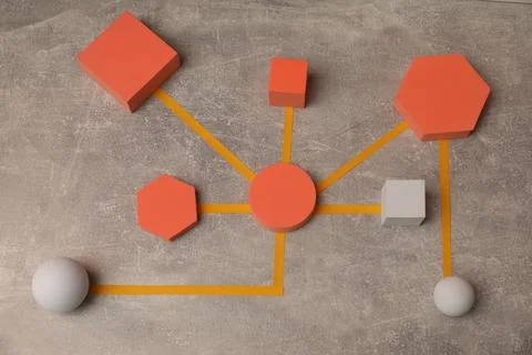 Business process organization and optimization. Scheme with geometric figur.. 스톡 사진