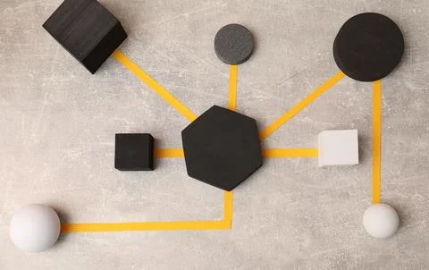 Business process organization and optimization. Scheme with geometric figur.. 스톡 사진