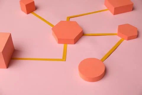 Business process organization and optimization. Scheme with geometric figur.. Stock Photos