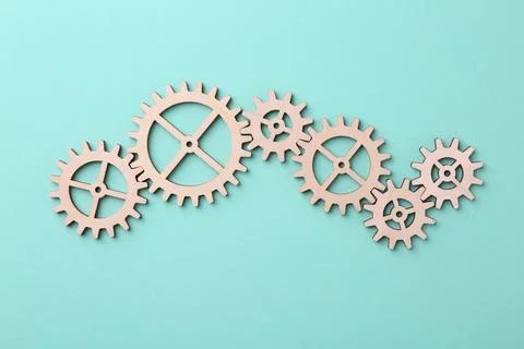 Business process organization and optimization. Scheme with wooden figures .. Stock Photos