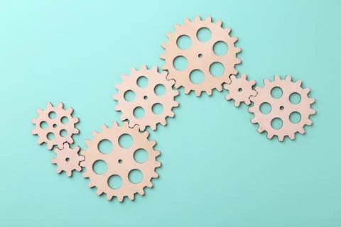Business process organization and optimization. Scheme with wooden figures .. Stock Photos