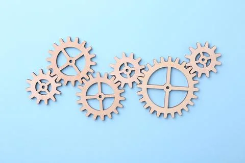 Business process organization and optimization. Scheme with wooden figures .. 스톡 사진