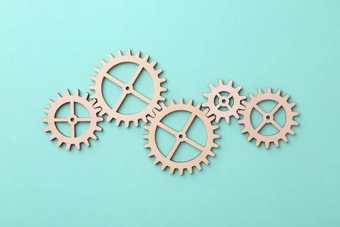 Business process organization and optimization. Scheme with wooden figures .. 스톡 사진