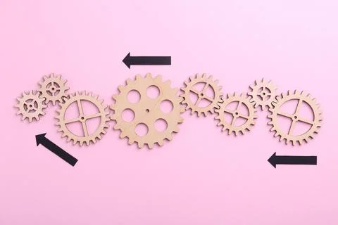 Business process organization and optimization. Scheme with wooden figures .. Stock Photos