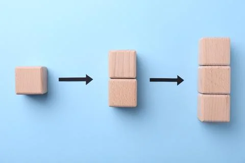 Business process organization and optimization. Scheme with wooden figures .. 스톡 사진