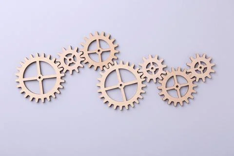Business process organization and optimization. Scheme with wooden figures .. Stock Photos