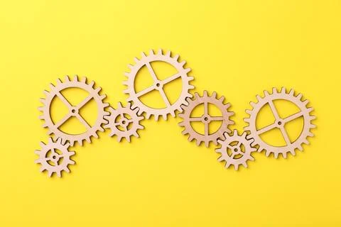Business process organization and optimization. Scheme with wooden figures .. Stock Photos