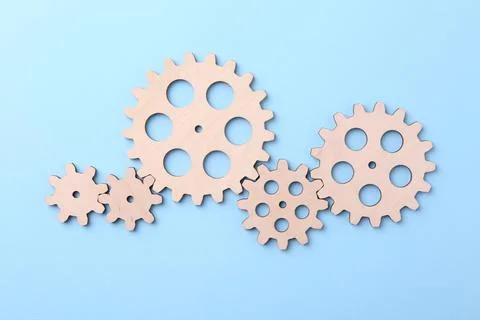 Business process organization and optimization. Scheme with wooden figures .. Stock Photos