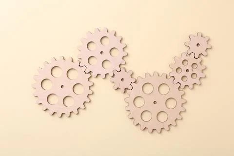 Business process organization and optimization. Scheme with wooden figures .. 스톡 사진