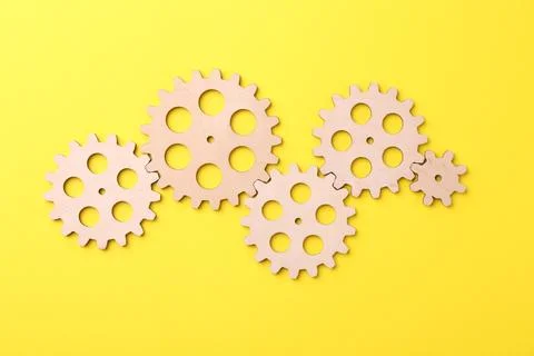 Business process organization and optimization. Scheme with wooden figures .. Stock Photos