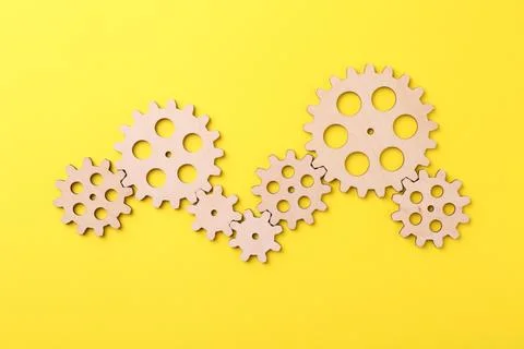 Business process organization and optimization. Scheme with wooden figures .. Stock Photos