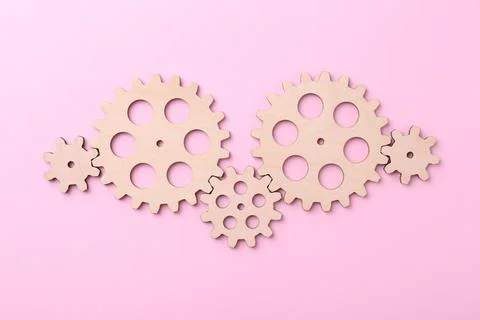 Business process organization and optimization. Scheme with wooden figures .. Stock Photos