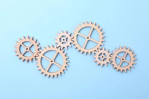 Business process organization and optimization. Scheme with wooden figures .. Stock Photos